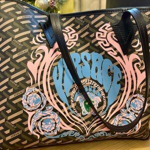 Versace Multicolor Graphic Tote Bag